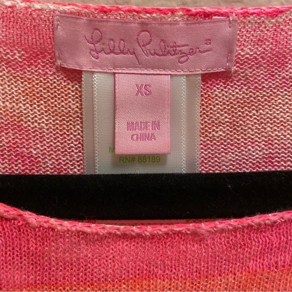 Lilly Pulitzer Pink Striped 100% Linen Boatneck Sweater Size XS - Picture 5 of 11